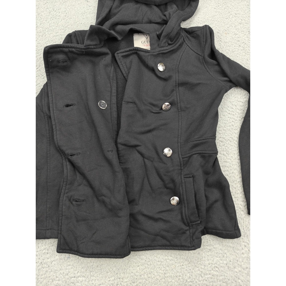 Guess‎ Jacket Womens XS Black Hooded Double Breasted Peacoat Fleece Q430303K1B0 - Picture 6 of 15